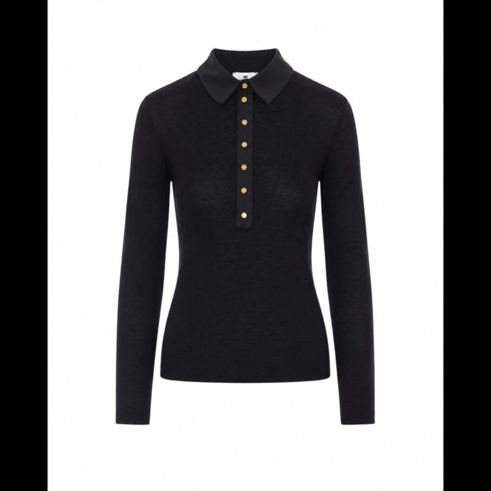 Elisabetta Franchi Women Knitted Polo Shirt And Taffeta